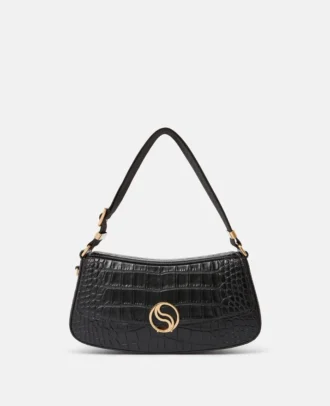 S-Wave Croc-Effect Embossed Shoulder Bag