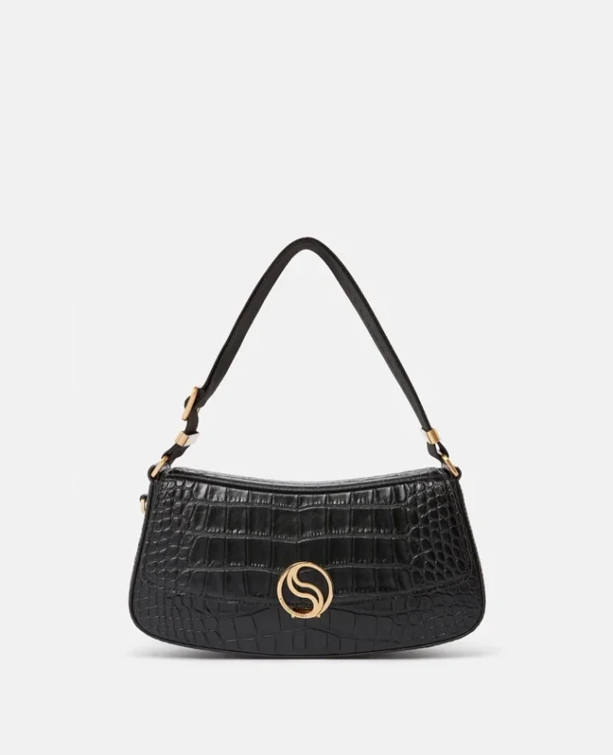 S-Wave Croc-Effect Embossed Shoulder Bag S-Wave Croc-Effect Embossed Shoulder Bag