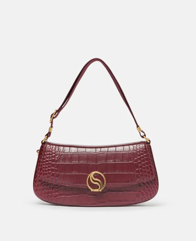 S-Wave Croc-Effect Embossed Shoulder Bag S-Wave Croc-Effect Embossed Shoulder Bag