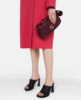 S-Wave Croc-Effect Embossed Shoulder Bag