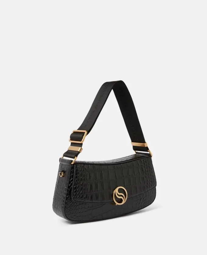 S-Wave Croc-Effect Embossed Shoulder Bag S-Wave Croc-Effect Embossed Shoulder Bag