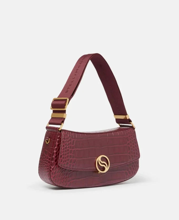 S-Wave Croc-Effect Embossed Shoulder Bag S-Wave Croc-Effect Embossed Shoulder Bag