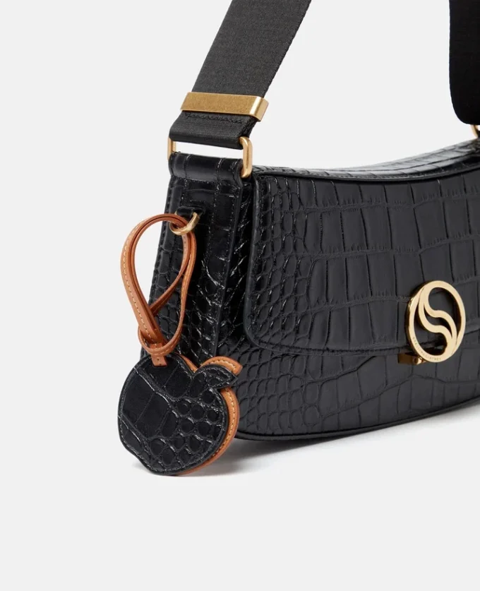 S-Wave Croc-Effect Embossed Shoulder Bag S-Wave Croc-Effect Embossed Shoulder Bag