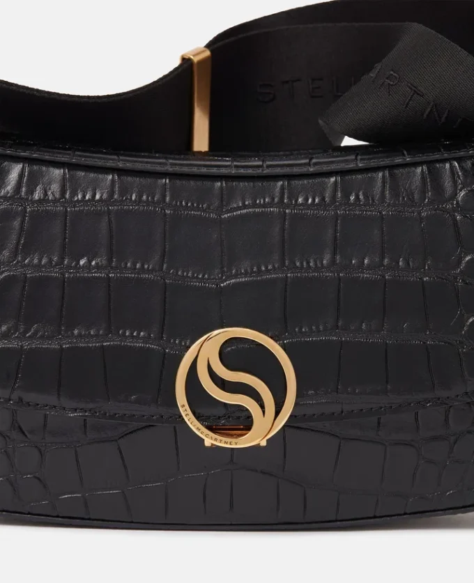 S-Wave Croc-Effect Embossed Shoulder Bag S-Wave Croc-Effect Embossed Shoulder Bag