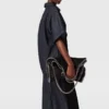 Satin Panel Short-Sleeve Denim Shirt Satin Panel Short-Sleeve Denim Shirt