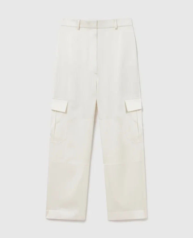 Satin Paneled Slouchy Cargo Pants Satin Paneled Slouchy Cargo Pants