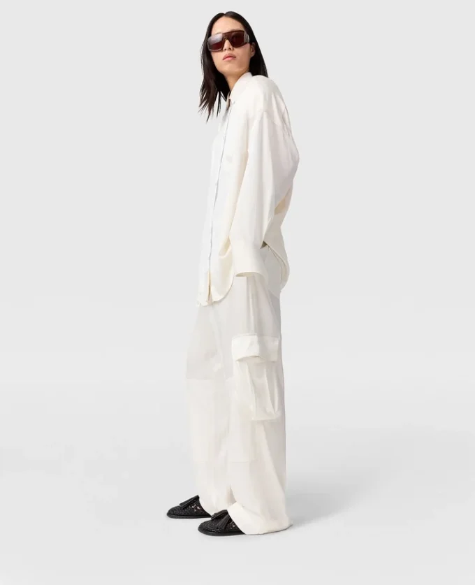 Satin Paneled Slouchy Cargo Pants Satin Paneled Slouchy Cargo Pants