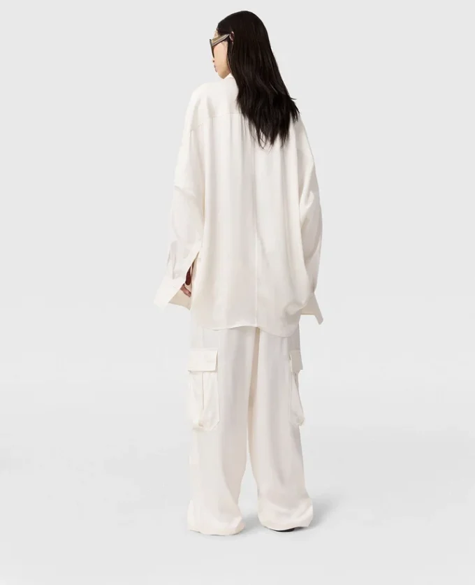 Satin Paneled Slouchy Cargo Pants Satin Paneled Slouchy Cargo Pants
