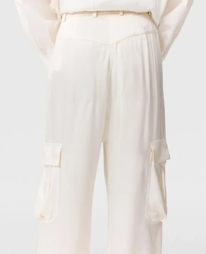 Satin Paneled Slouchy Cargo Pants Satin Paneled Slouchy Cargo Pants