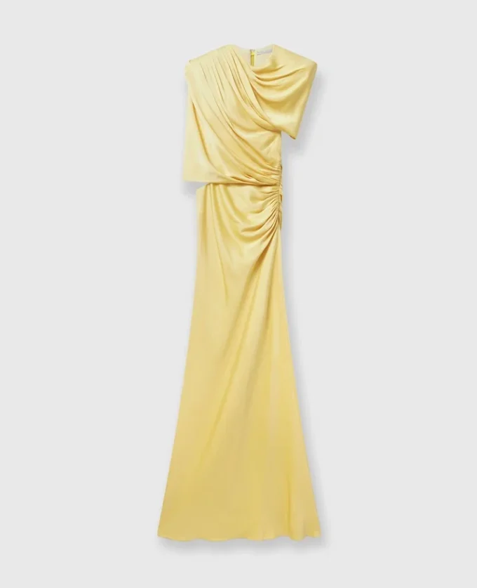 Satin Wrapped Short-Sleeve Maxi Dress Satin Wrapped Short-Sleeve Maxi Dress