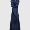 Satin Wrapped Short-Sleeve Maxi Dress Satin Wrapped Short-Sleeve Maxi Dress