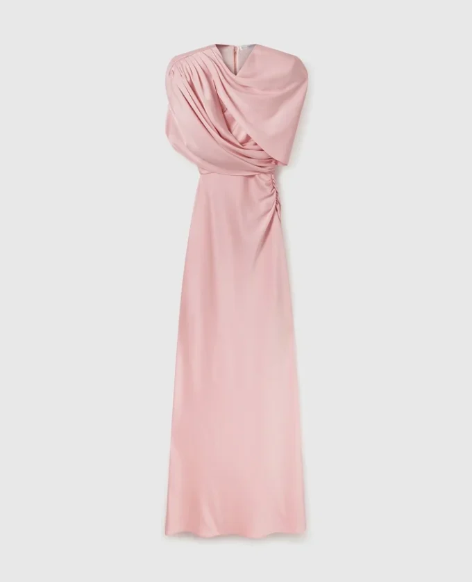Satin Wrapped Short-Sleeve Maxi Dress Satin Wrapped Short-Sleeve Maxi Dress
