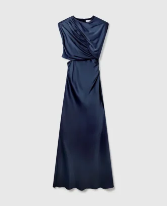 Satin Wrapped Short-Sleeve Maxi Dress Satin Wrapped Short-Sleeve Maxi Dress