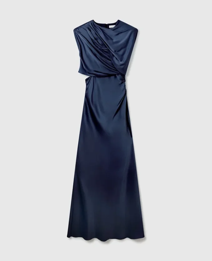 Satin Wrapped Short-Sleeve Maxi Dress Satin Wrapped Short-Sleeve Maxi Dress