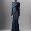 Satin Wrapped Short-Sleeve Maxi Dress Satin Wrapped Short-Sleeve Maxi Dress