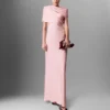Satin Wrapped Short-Sleeve Maxi Dress Satin Wrapped Short-Sleeve Maxi Dress