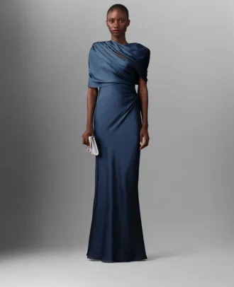Satin Wrapped Short-Sleeve Maxi Dress Satin Wrapped Short-Sleeve Maxi Dress
