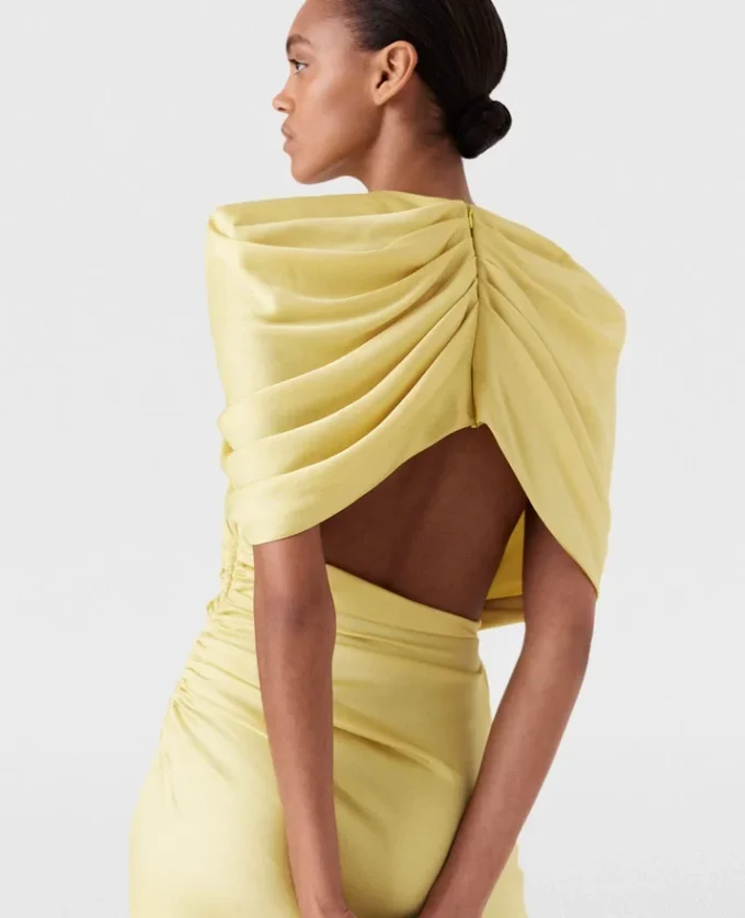 Satin Wrapped Short-Sleeve Maxi Dress Satin Wrapped Short-Sleeve Maxi Dress