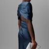 Satin Wrapped Short-Sleeve Maxi Dress Satin Wrapped Short-Sleeve Maxi Dress