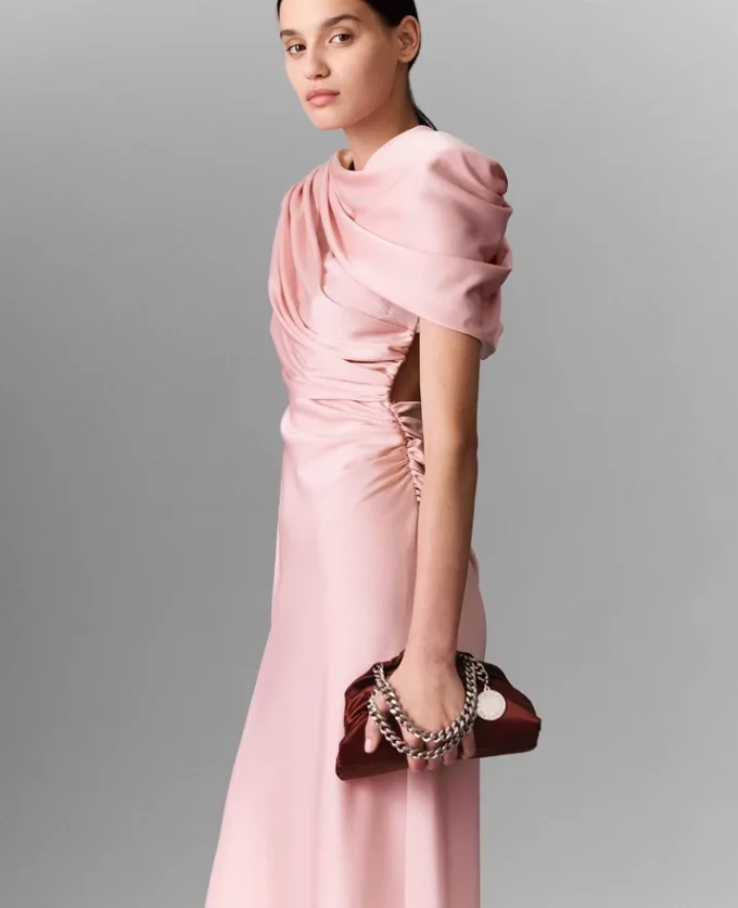 Satin Wrapped Short-Sleeve Maxi Dress Satin Wrapped Short-Sleeve Maxi Dress