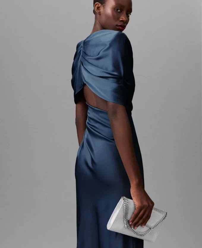 Satin Wrapped Short-Sleeve Maxi Dress Satin Wrapped Short-Sleeve Maxi Dress
