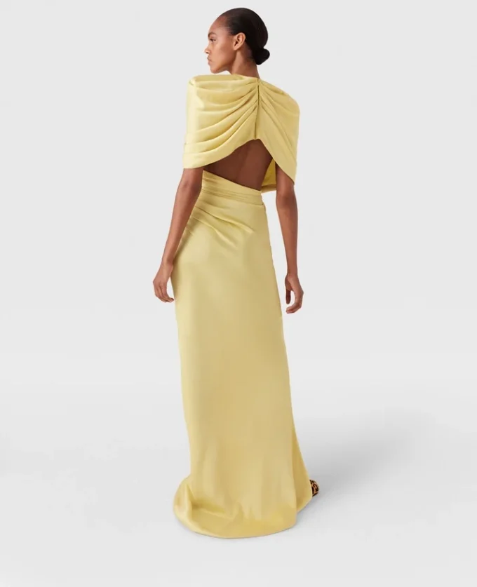 Satin Wrapped Short-Sleeve Maxi Dress Satin Wrapped Short-Sleeve Maxi Dress