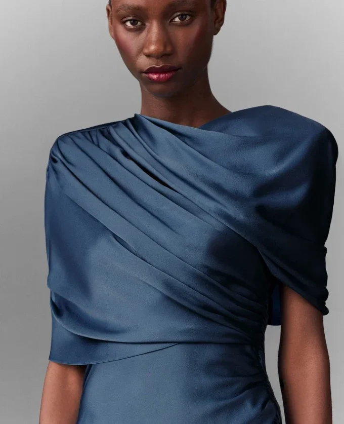 Satin Wrapped Short-Sleeve Maxi Dress Satin Wrapped Short-Sleeve Maxi Dress