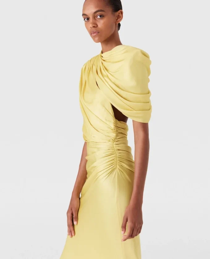Satin Wrapped Short-Sleeve Maxi Dress Satin Wrapped Short-Sleeve Maxi Dress