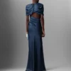 Satin Wrapped Short-Sleeve Maxi Dress Satin Wrapped Short-Sleeve Maxi Dress