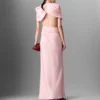 Satin Wrapped Short-Sleeve Maxi Dress Satin Wrapped Short-Sleeve Maxi Dress