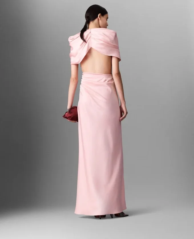 Satin Wrapped Short-Sleeve Maxi Dress Satin Wrapped Short-Sleeve Maxi Dress