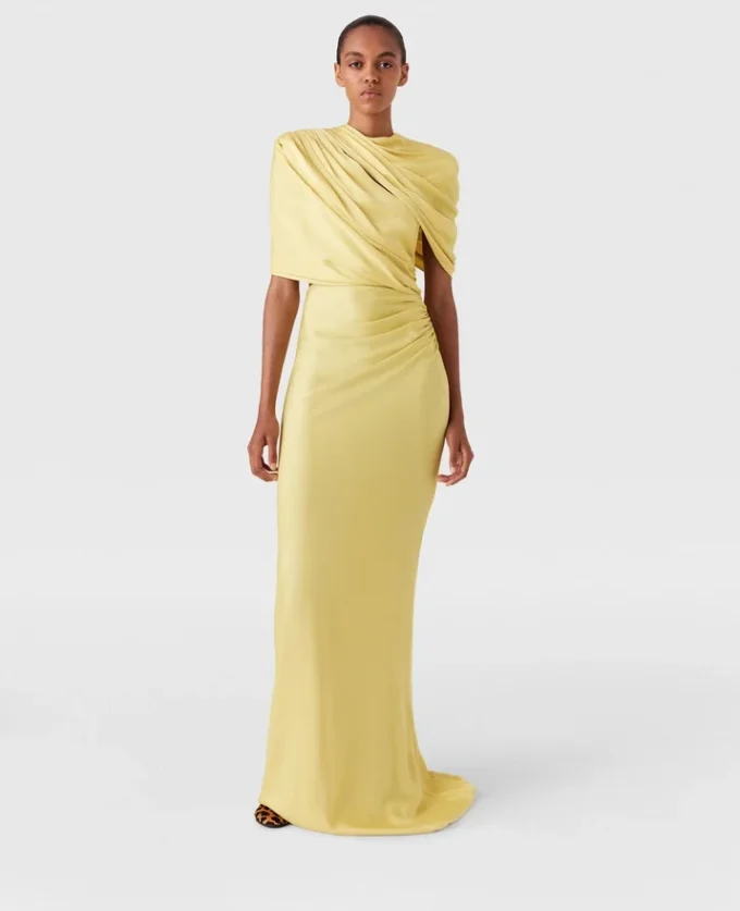 Satin Wrapped Short-Sleeve Maxi Dress Satin Wrapped Short-Sleeve Maxi Dress