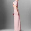 Satin Wrapped Short-Sleeve Maxi Dress Satin Wrapped Short-Sleeve Maxi Dress