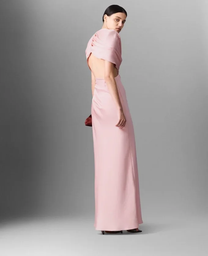 Satin Wrapped Short-Sleeve Maxi Dress Satin Wrapped Short-Sleeve Maxi Dress