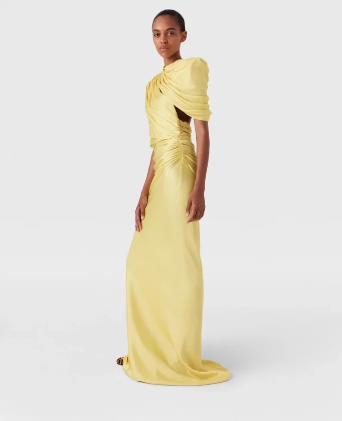 Satin Wrapped Short-Sleeve Maxi Dress Satin Wrapped Short-Sleeve Maxi Dress