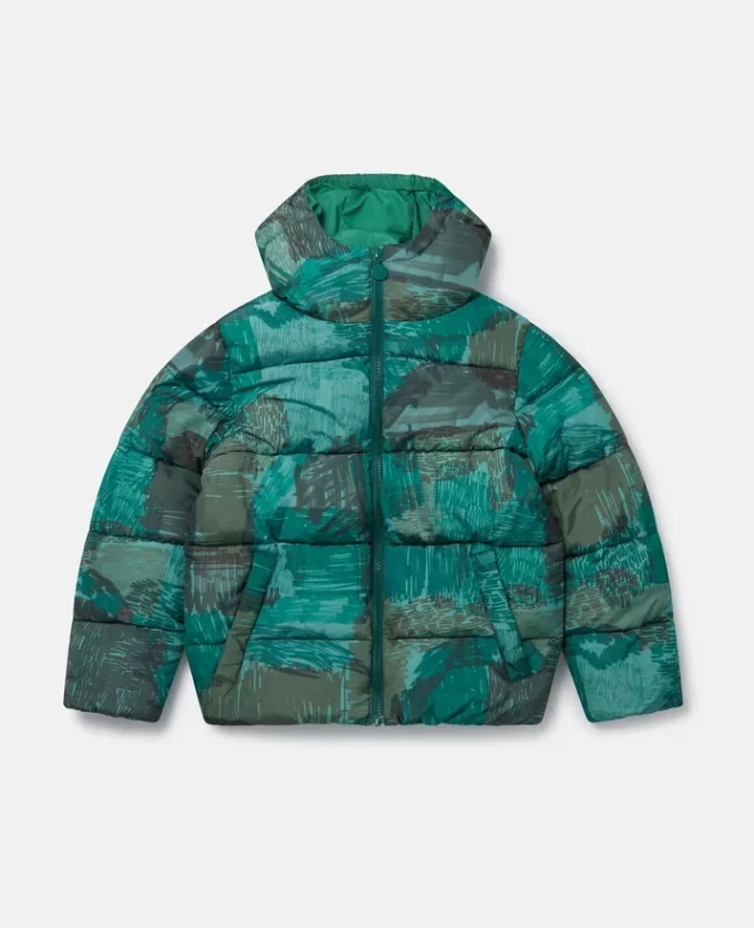 Scribble Print Hooded Puffer Coat Scribble Print Hooded Puffer Coat
