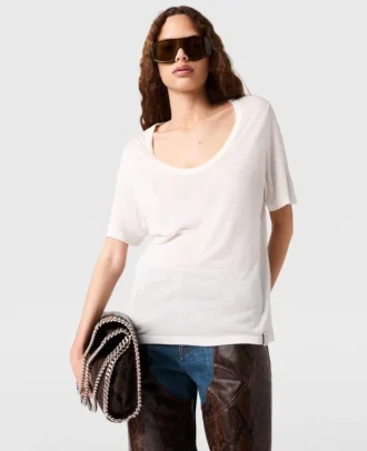 Semi-Sheer Knit Crewneck T-Shirt Semi-Sheer Knit Crewneck T-Shirt