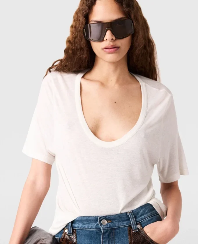 Semi-Sheer Knit Crewneck T-Shirt Semi-Sheer Knit Crewneck T-Shirt