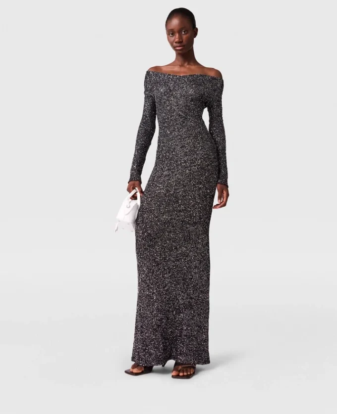 Sequin Off-Shoulder Floor-Length Dress Sequin Off-Shoulder Floor-Length Dress