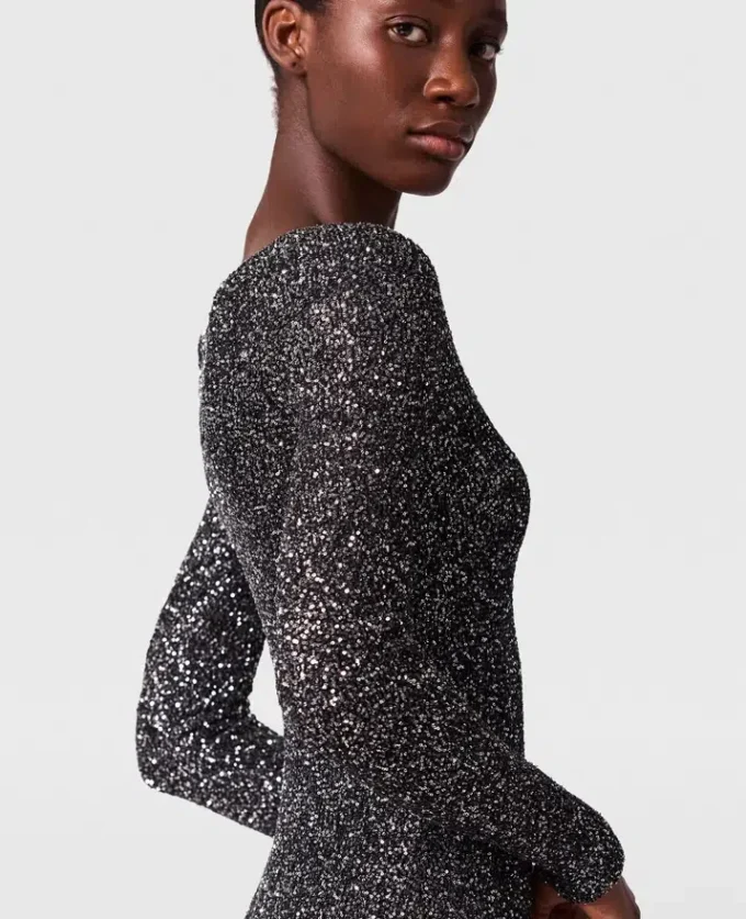 Sequin Off-Shoulder Floor-Length Dress Sequin Off-Shoulder Floor-Length Dress