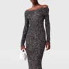 Sequin Off-Shoulder Floor-Length Dress Sequin Off-Shoulder Floor-Length Dress