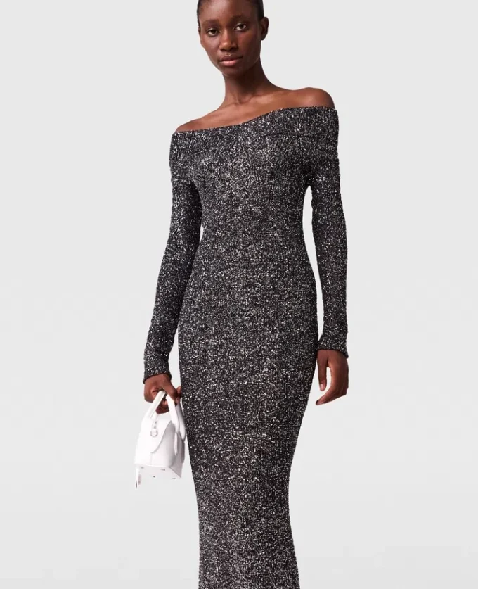Sequin Off-Shoulder Floor-Length Dress Sequin Off-Shoulder Floor-Length Dress