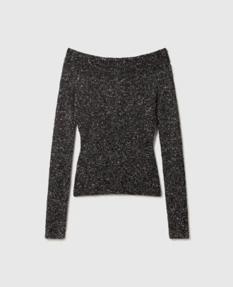 Sequin Off-Shoulder Sweater