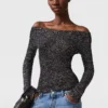 Sequin Off-Shoulder Sweater Sequin Off-Shoulder Sweater