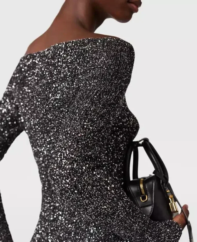 Sequin Off-Shoulder Sweater Sequin Off-Shoulder Sweater
