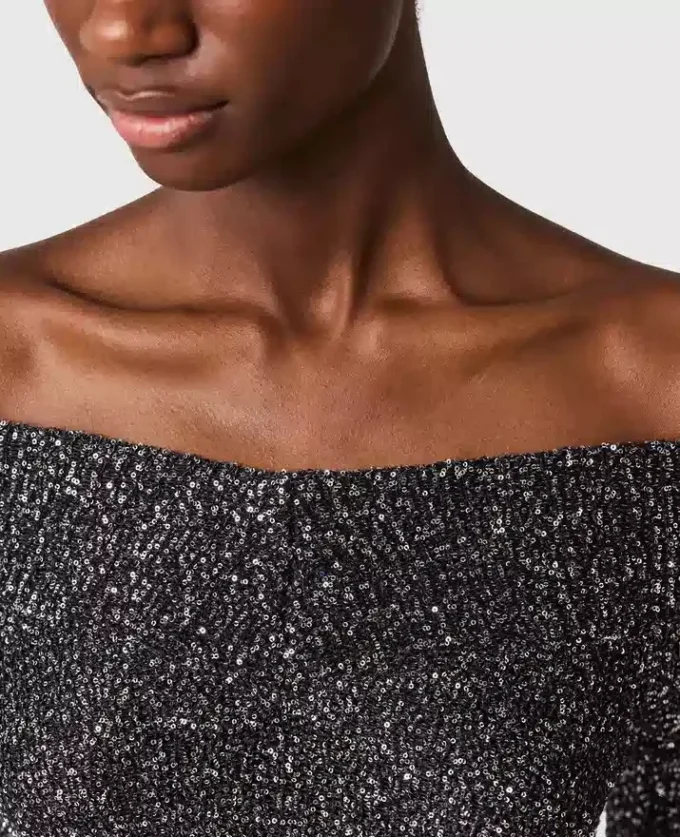 Sequin Off-Shoulder Sweater Sequin Off-Shoulder Sweater