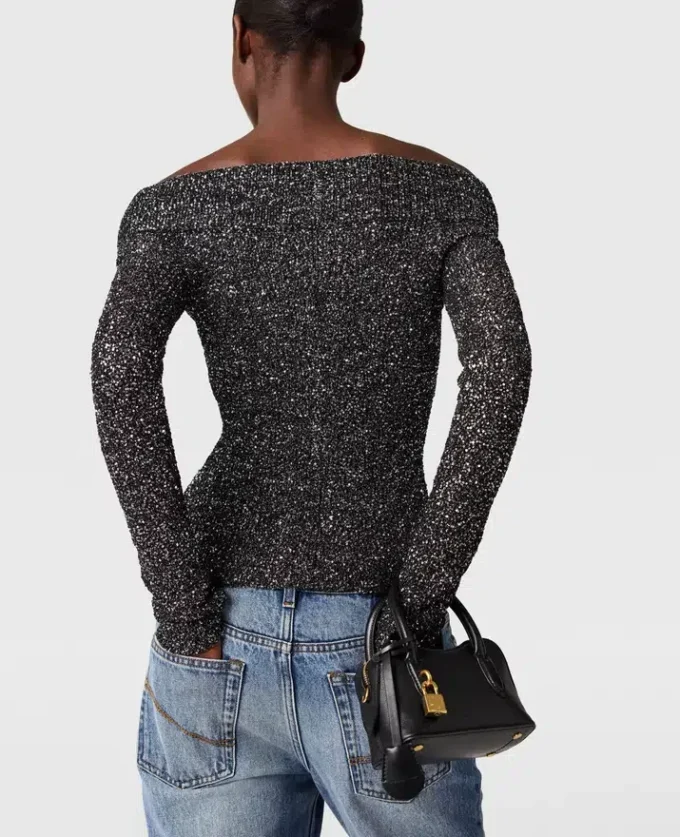 Sequin Off-Shoulder Sweater Sequin Off-Shoulder Sweater