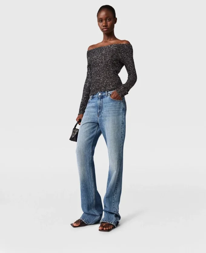 Sequin Off-Shoulder Sweater Sequin Off-Shoulder Sweater