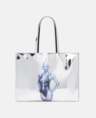 Sexy Robot Graphic Mirrored Chrome-Effect Tote Bag