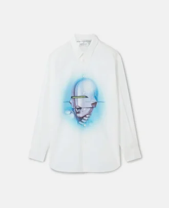 Sexy Robot Print Organic Cotton Boyfriend Shirt